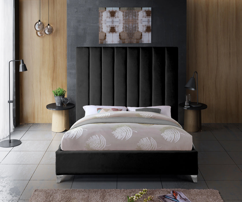 Via Black Velvet King Bed