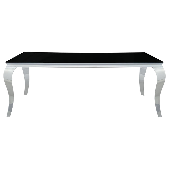 Carone Rectangular Glass Top Dining Table Black and Chrome image