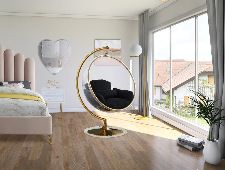 Luna Black Fabric Acrylic Swing Bubble Accent Chair (2 Boxes)