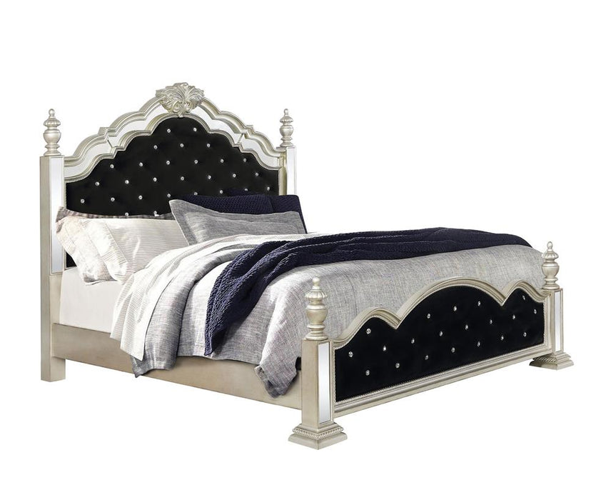 Heidi Eastern King Upholstered Poster Bed Metallic Platinum image