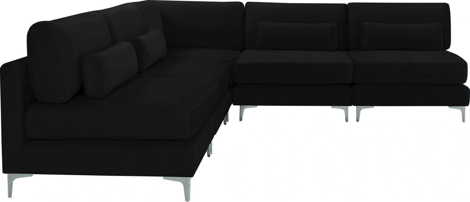 Julia Black Velvet Modular Sectional (5 Boxes)
