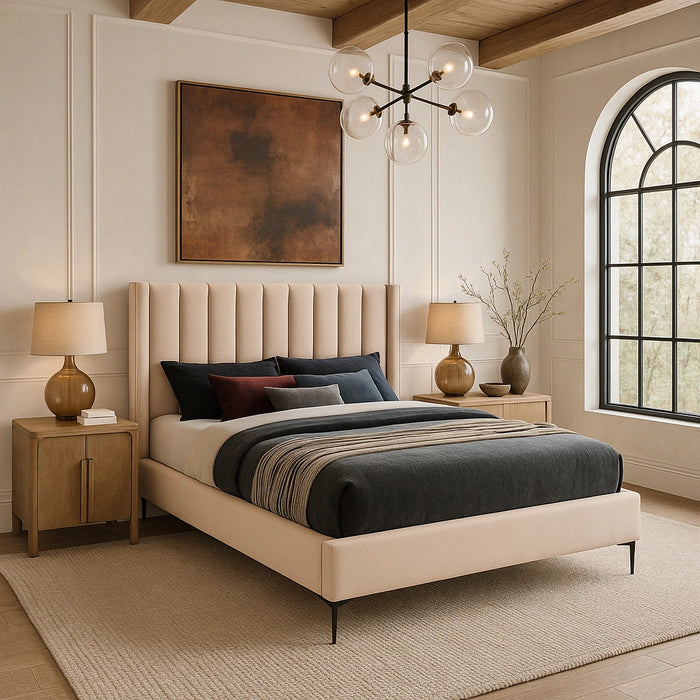 Nadia Pink Velvet Queen Bed