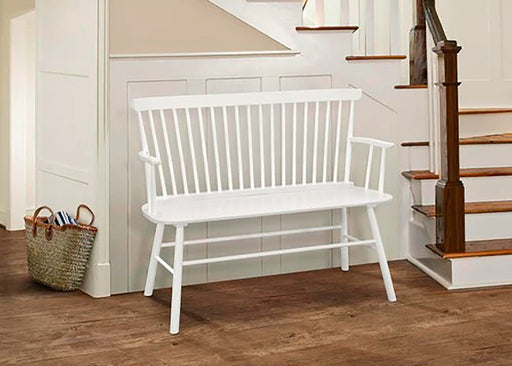 Crown Mark Furniture Jerimiah Spindleback Bench in White image