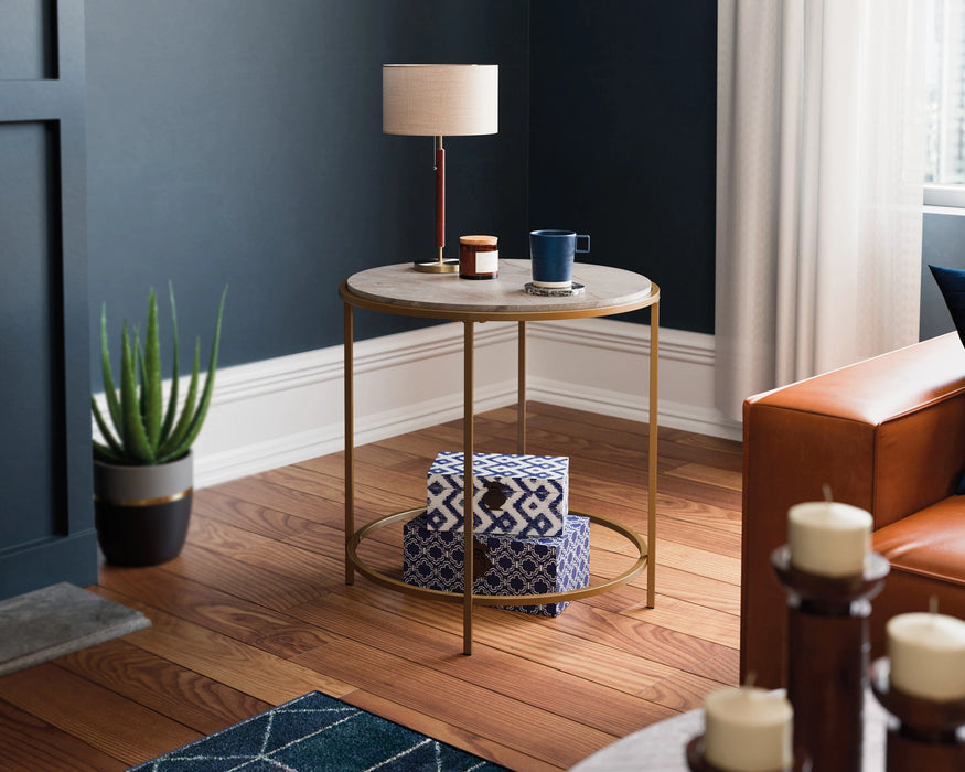 Int Lux Side Table Round Deco Stone