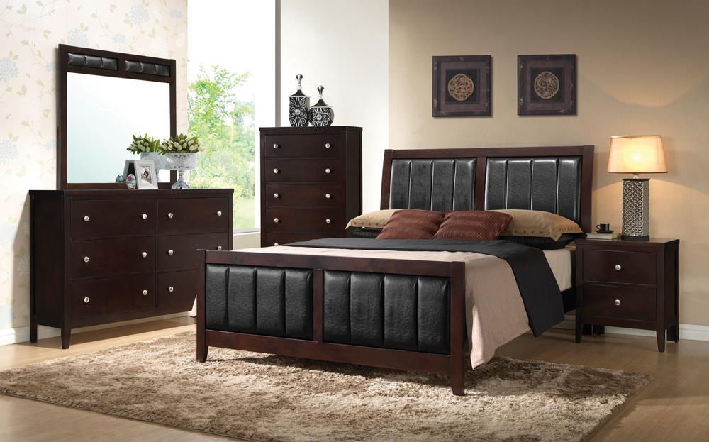 Carlton Queen Upholstered Bed Cappuccino and Black