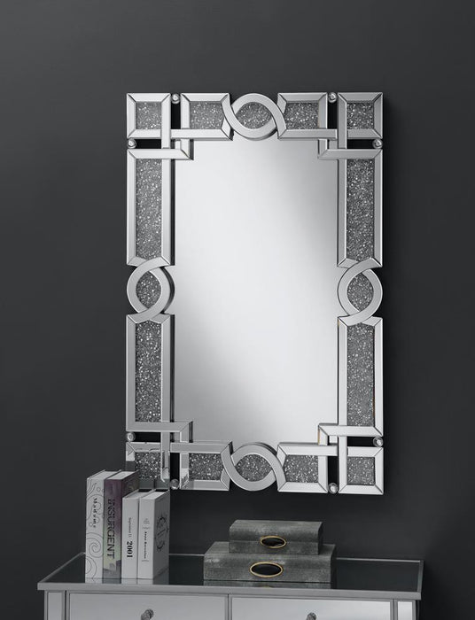 Jackie Interlocking Wall Mirror with Iridescent Panels and Beads Silver