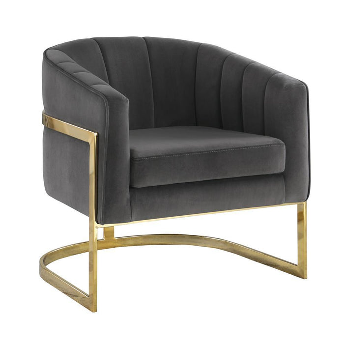 Joey Tufted Barrel Accent Chair Dark Grey and Gold