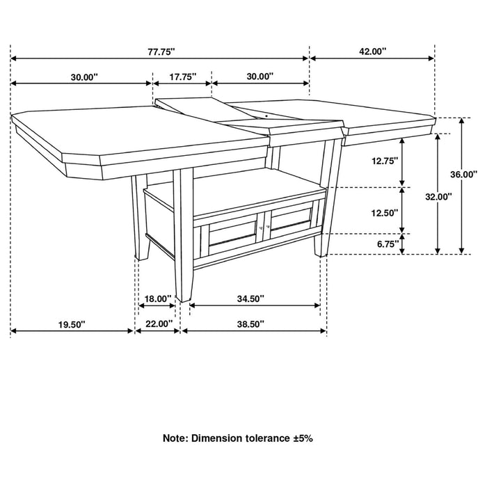 Prentiss Rectangular Counter Height Table with Butterfly Leaf Cappuccino