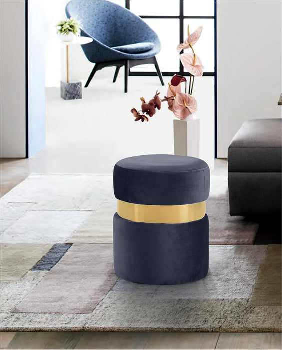 Hailey Grey Velvet Ottoman/Stool