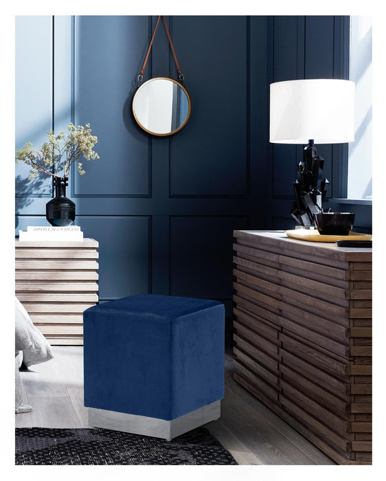 Jax Navy Velvet Ottoman/Stool