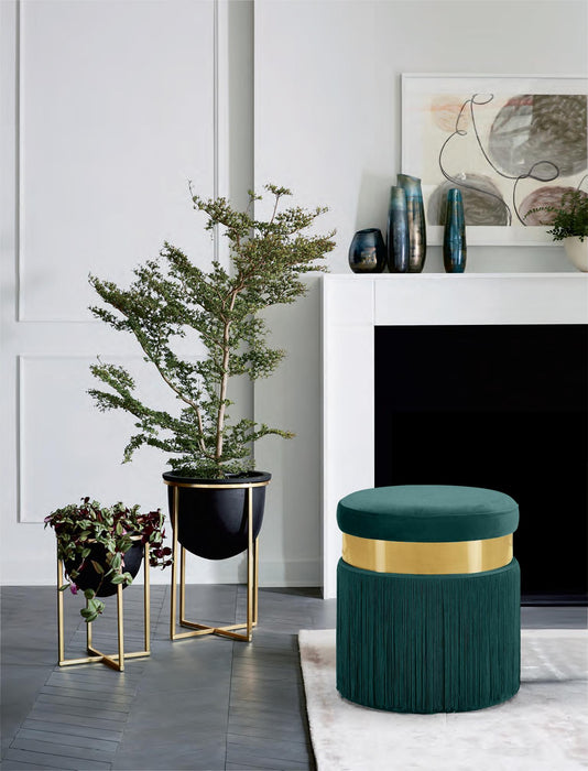 Yasmine Green Velvet Ottoman/Stool