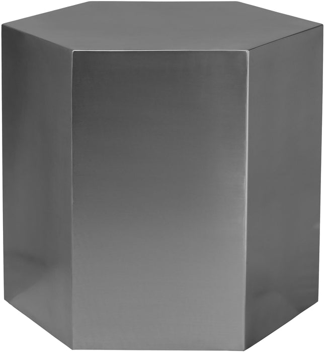 Hexagon Brushed Chrome End Table