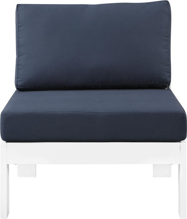 Nizuc Navy Waterproof Fabric Outdoor Patio Aluminum Armless Chair