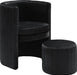 Selena Black Velvet Accent Chair and Ottoman Set image