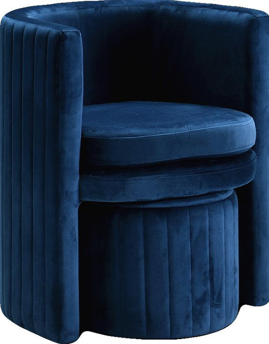 Selena Navy Velvet Accent Chair and Ottoman Set