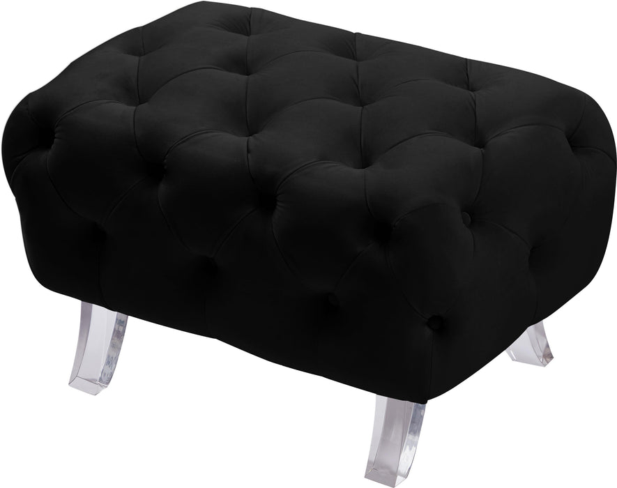 Crescent Black Velvet Ottoman