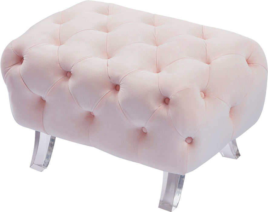 Crescent Pink Velvet Ottoman