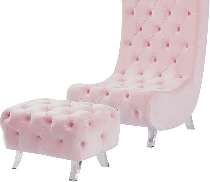 Crescent Pink Velvet Ottoman