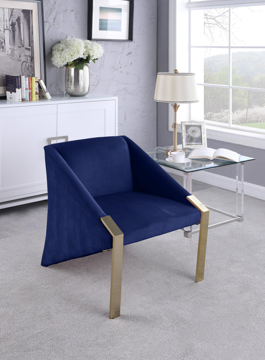 Rivet Navy Velvet Accent Chair