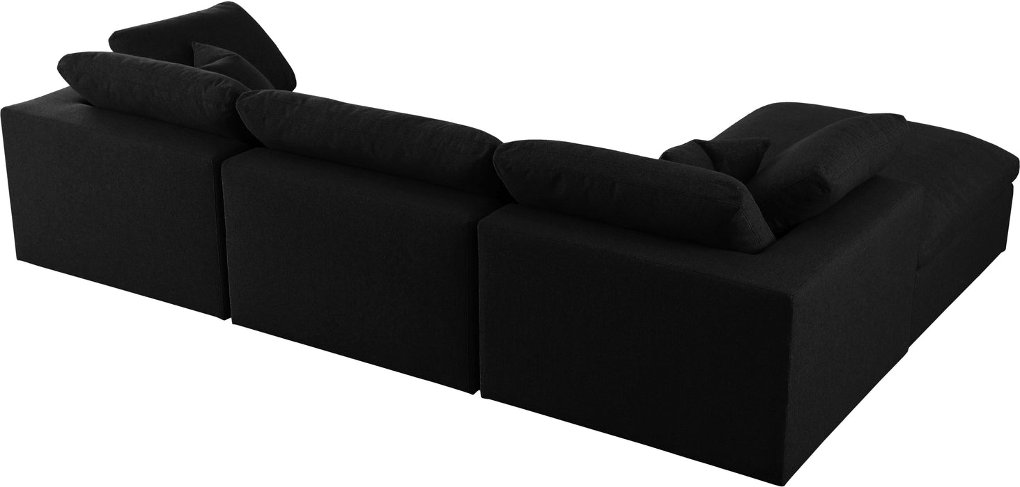 Serene Black Linen Fabric Deluxe Cloud Modular Sectional