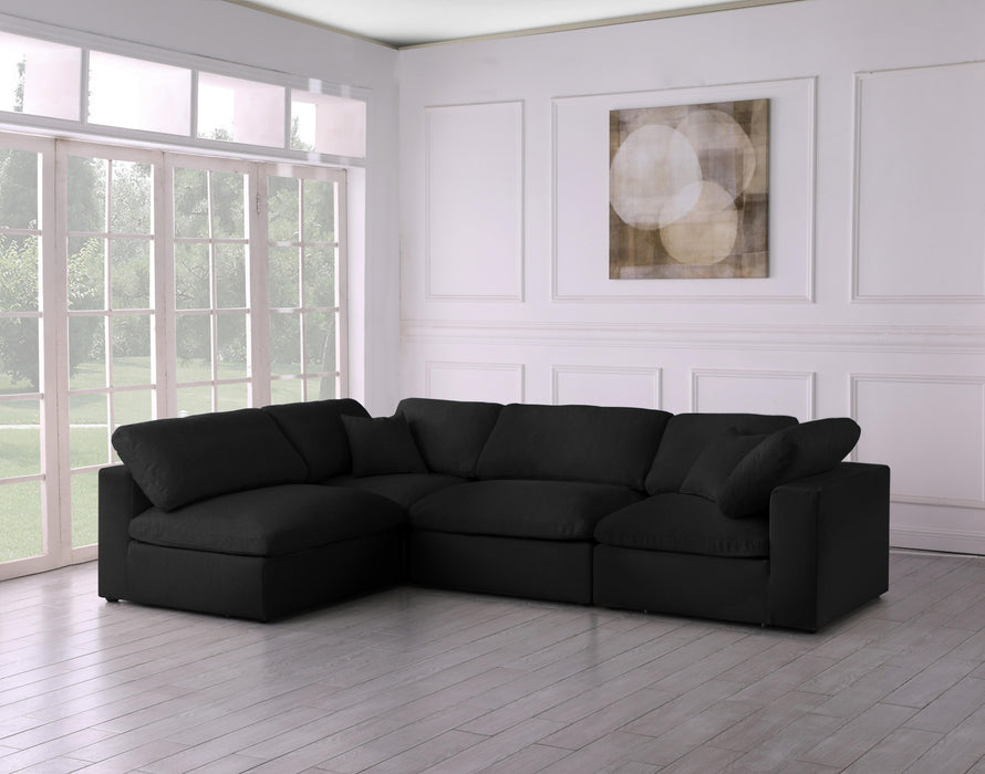 Serene Black Linen Fabric Deluxe Cloud Modular Sectional