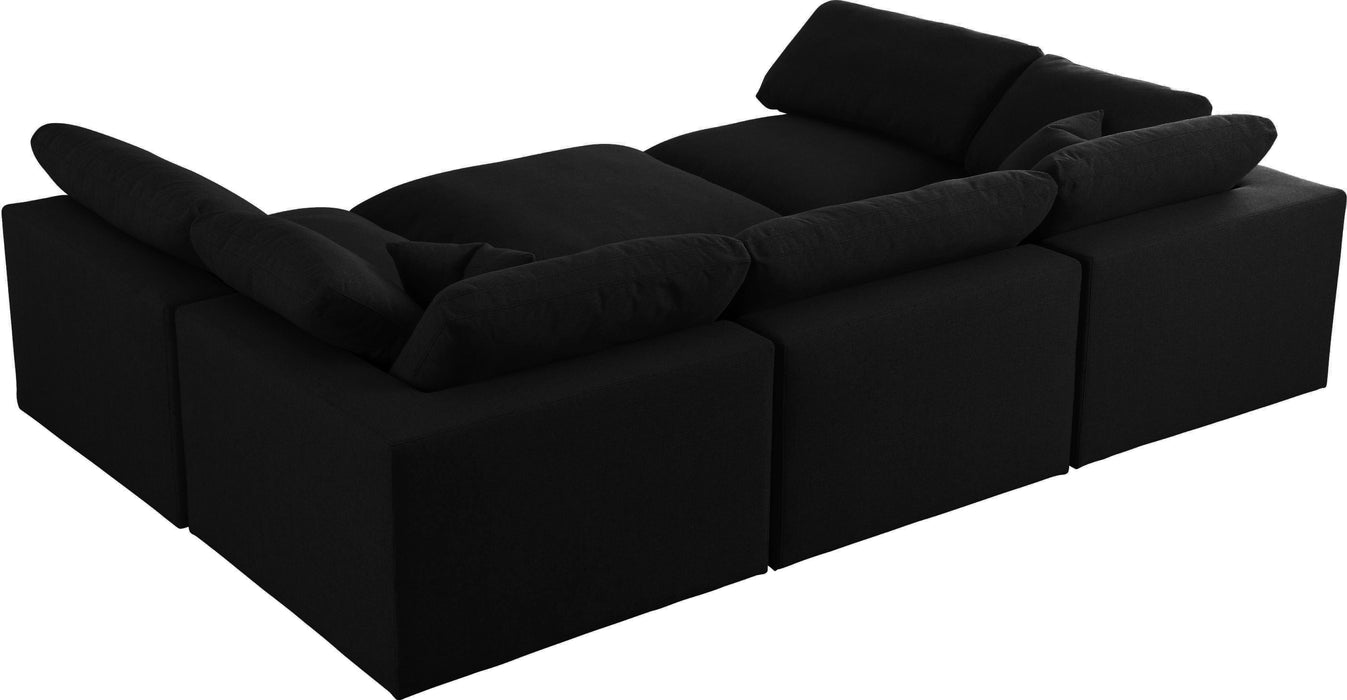 Serene Black Linen Fabric Deluxe Cloud Modular Sectional