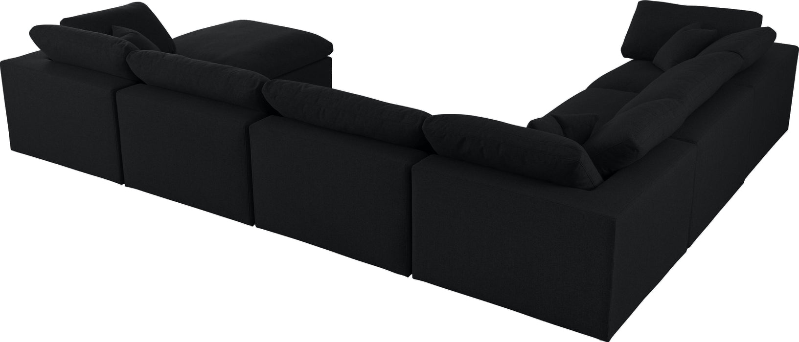 Serene Black Linen Fabric Deluxe Cloud Modular Sectional