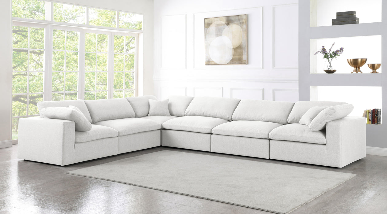 Serene Cream Linen Fabric Deluxe Cloud Modular Sectional