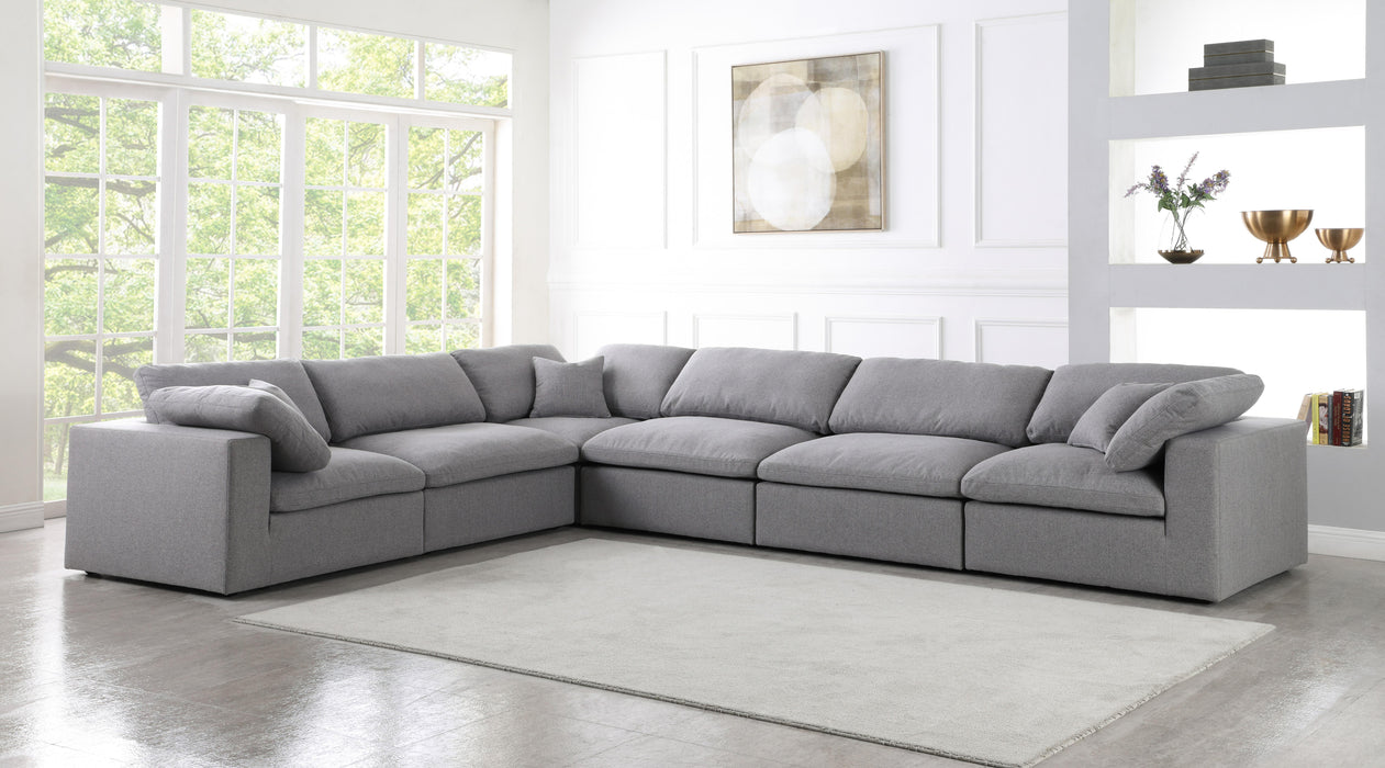 Serene Grey Linen Fabric Deluxe Cloud Modular Sectional