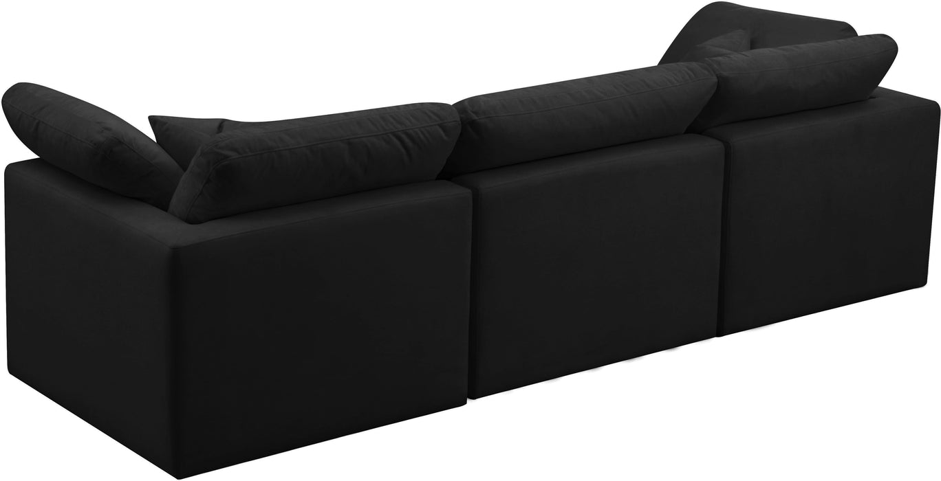 Plush Black Velvet Standard Cloud Modular Sofa