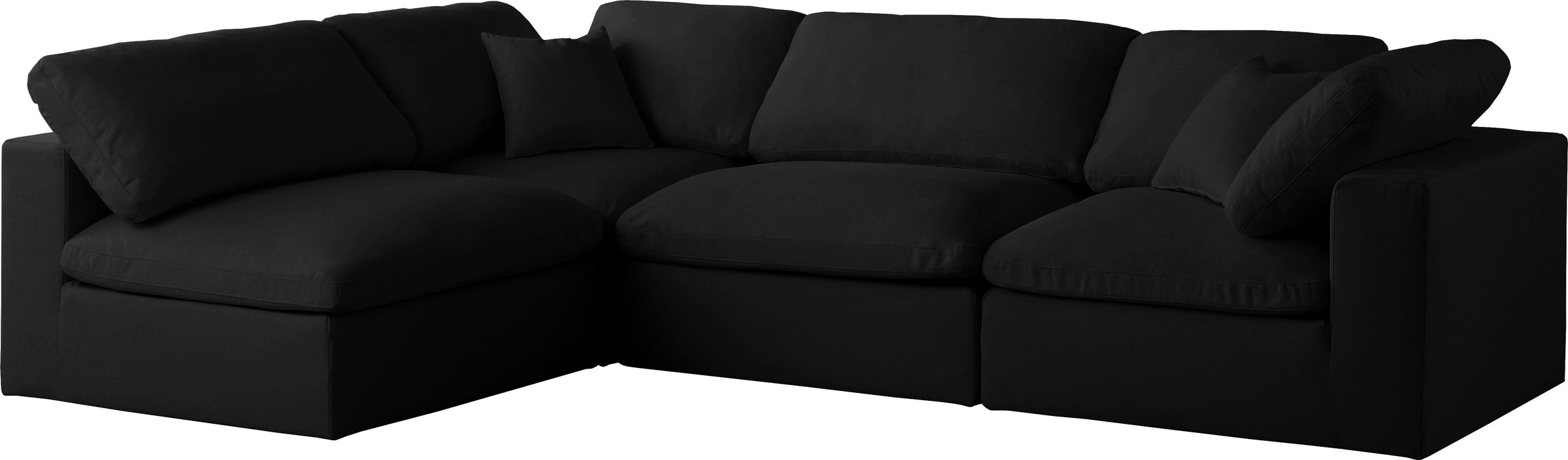 Plush Black Velvet Standard Cloud Modular Sectional