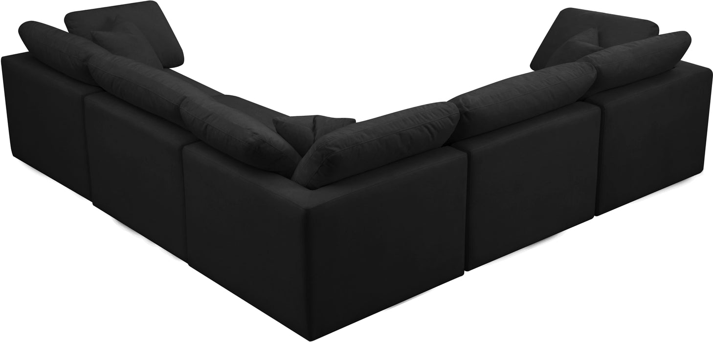 Plush Black Velvet Standard Cloud Modular Sectional