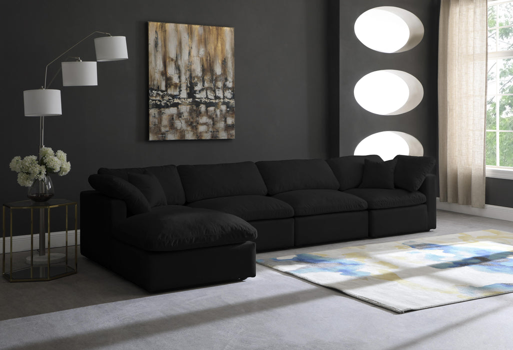 Plush Black Velvet Standard Cloud Modular Sectional