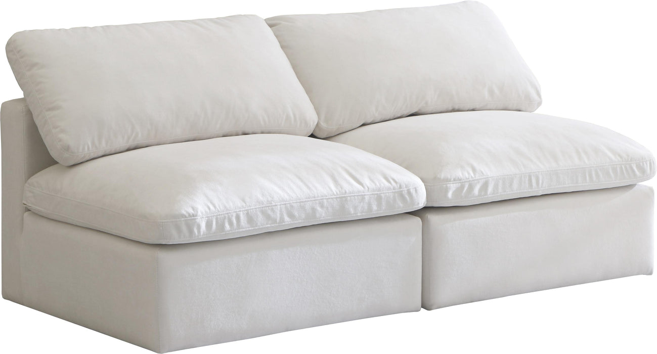 Plush Cream Velvet Standard Cloud Modular Sofa