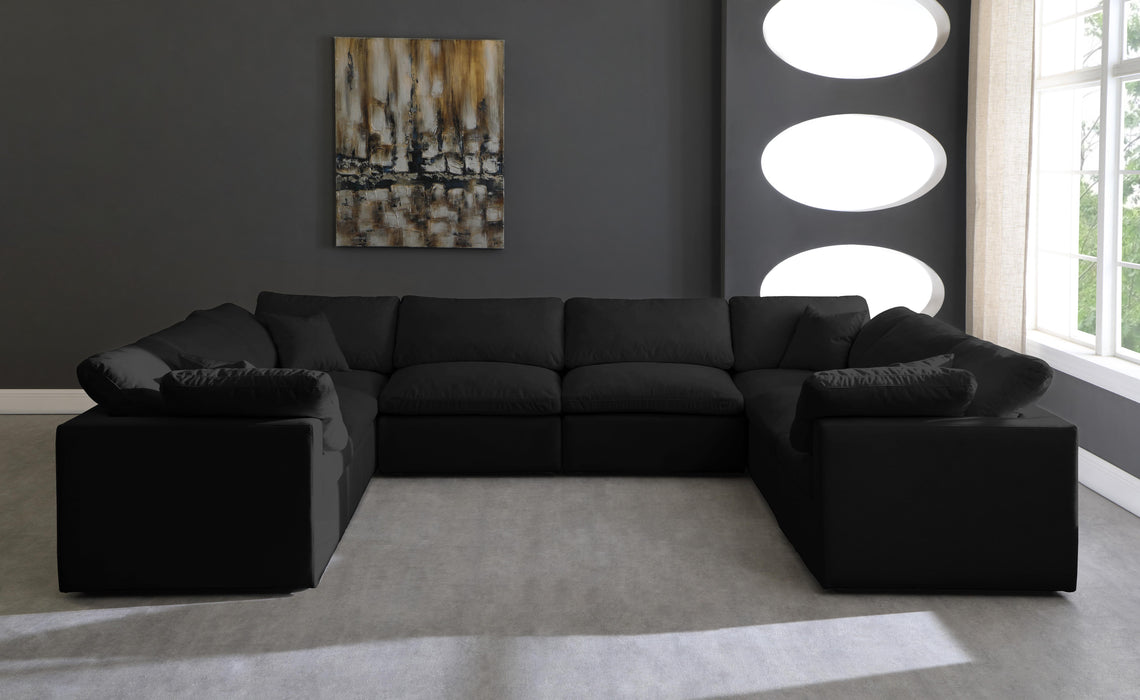 Plush Black Velvet Standard Cloud Modular Sectional