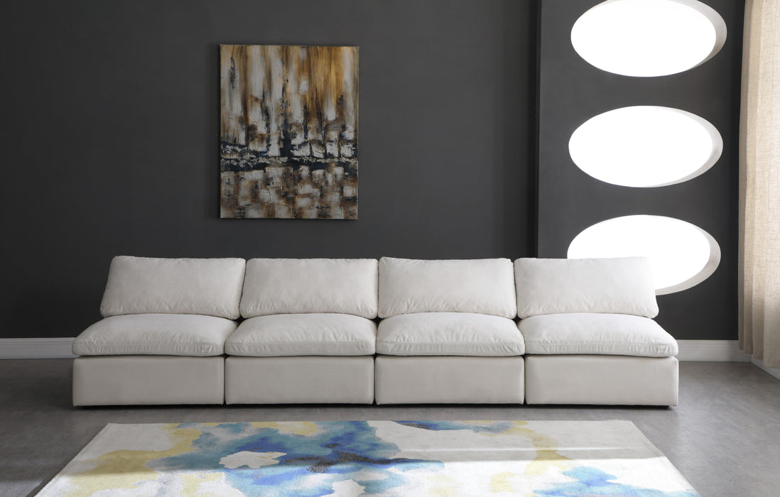 Plush Cream Velvet Standard Cloud Modular Sofa