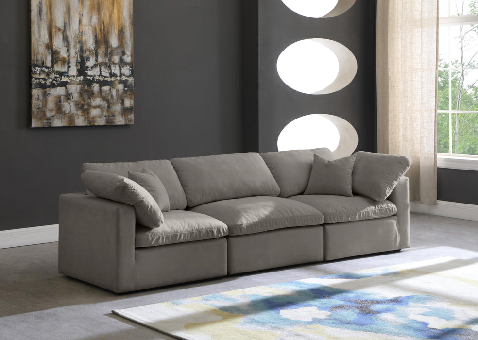 Plush Grey Velvet Standard Cloud Modular Sofa