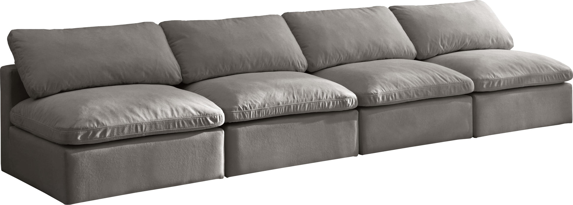 Plush Grey Velvet Standard Cloud Modular Sofa