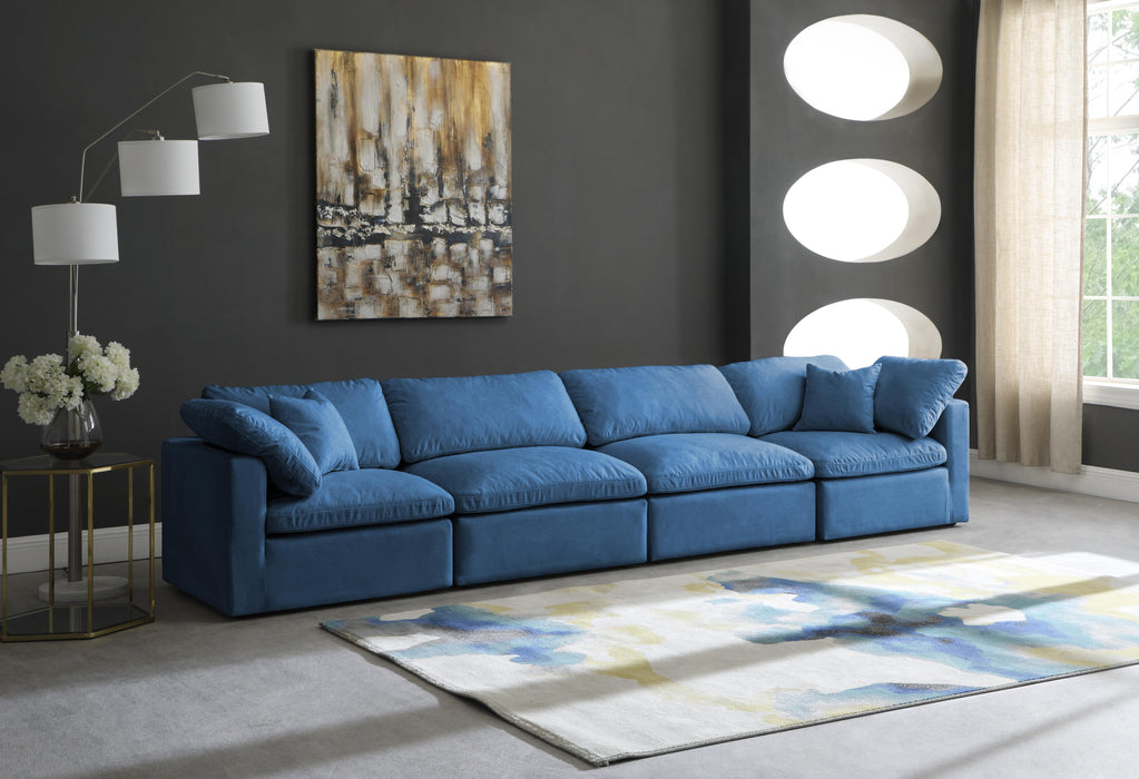 Plush Navy Velvet Standard Cloud Modular Sofa