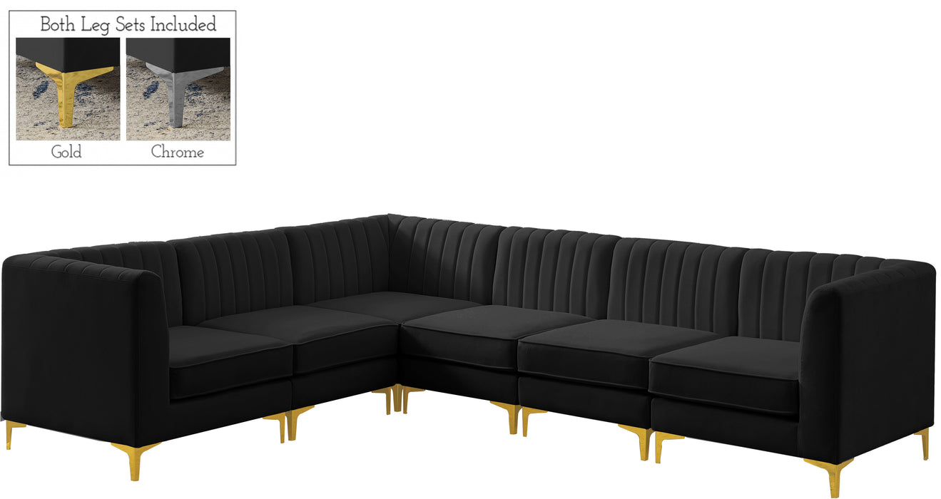 Alina Black Velvet Modular Sectional