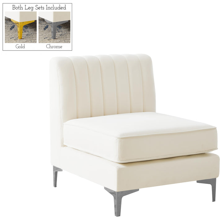 Alina Cream Velvet Armless Chair