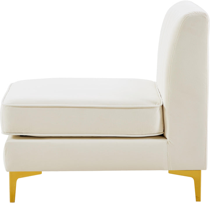 Alina Cream Velvet Armless Chair