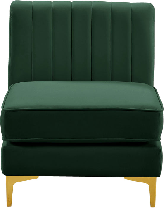 Alina Green Velvet Armless Chair