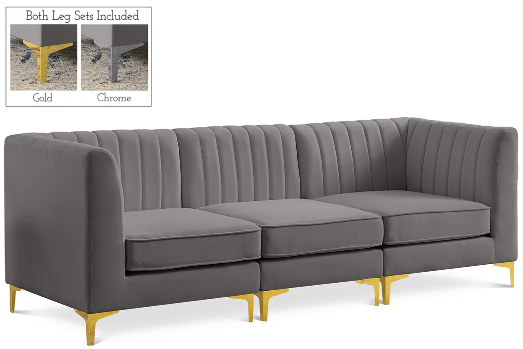 Alina Grey Velvet Modular Sofa