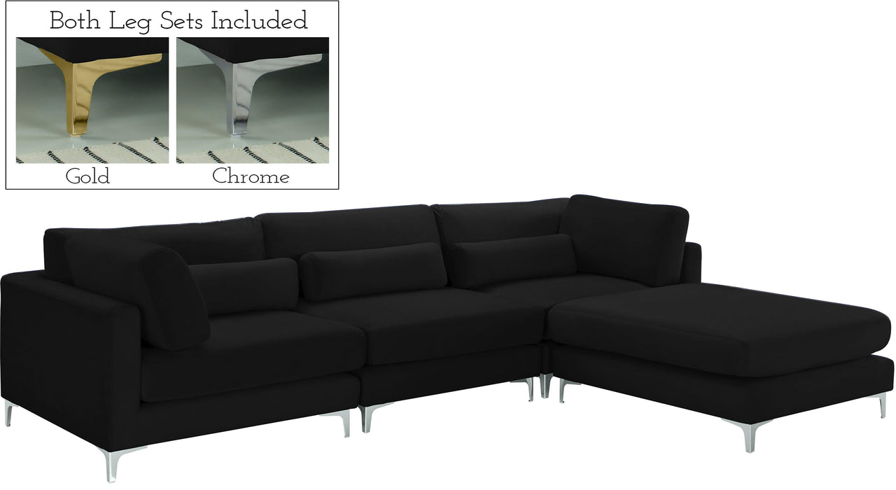 Julia Black Velvet Modular Sectional (4 Boxes)