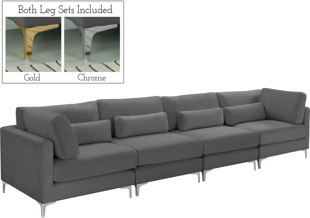 Julia Grey Velvet Modular Sofa (4 Boxes)