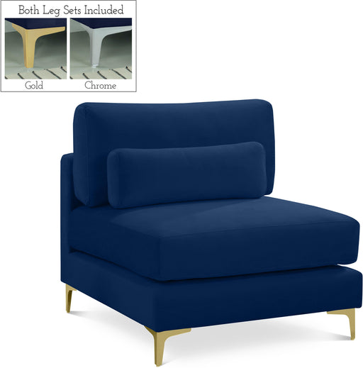 Julia Navy Velvet Modular Armless Chair image