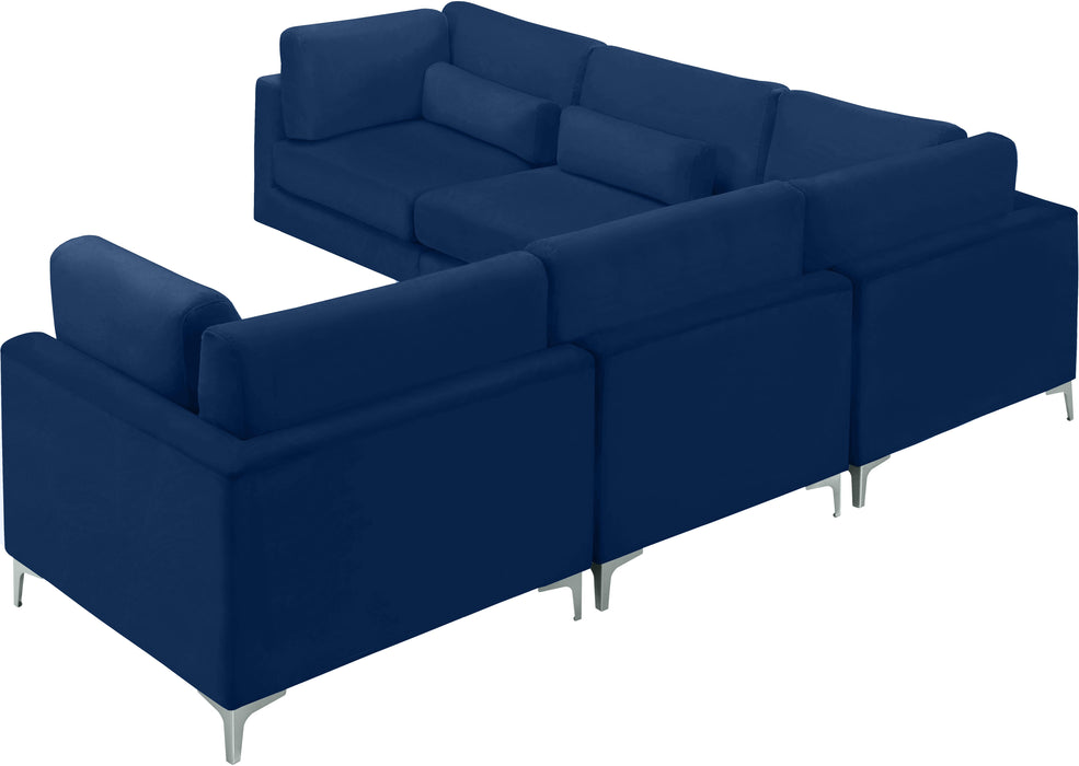 Julia Navy Velvet Modular Sectional (5 Boxes)