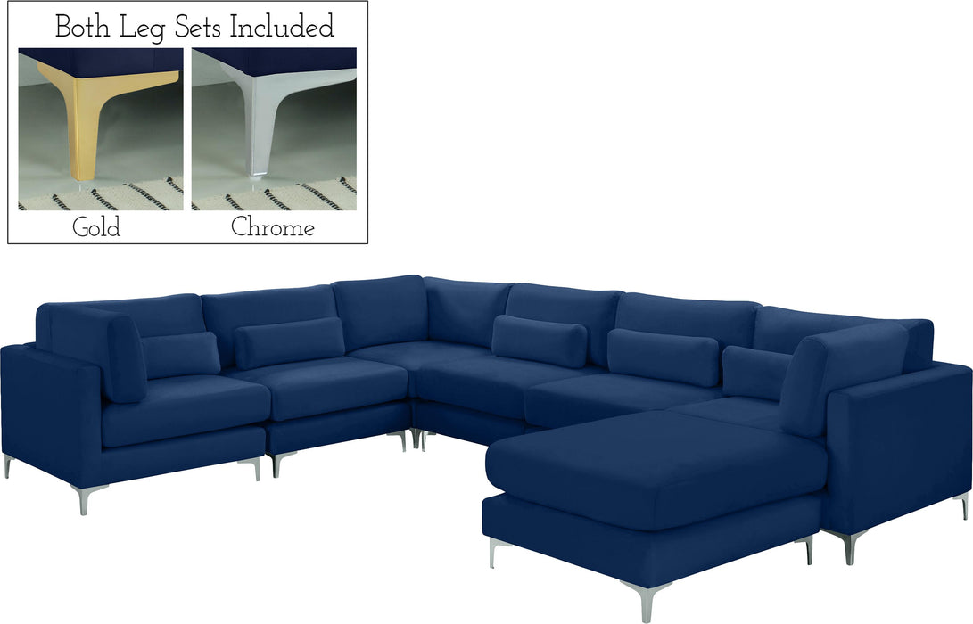 Julia Navy Velvet Modular Sectional (7 Boxes)