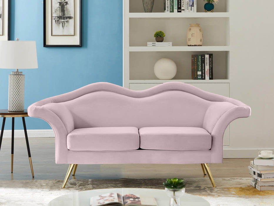 Lips Pink Velvet Loveseat